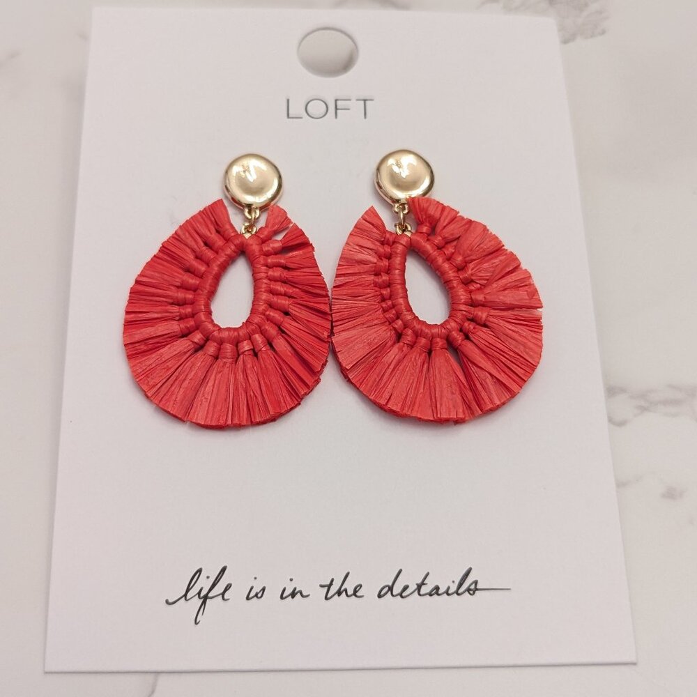 Loft Raffia Teardrop Statement Earrings - Picture 4 of 6